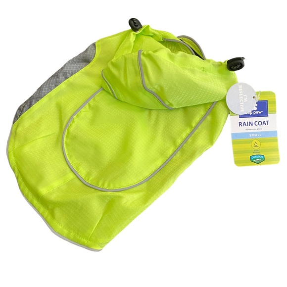 Top Paw Dog Nwt Top Paw Doggie Rain Coat Jacket Hoodie Neon Green